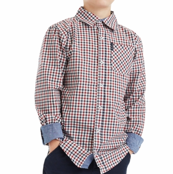 Ben Sherman Shirt Top Boys Size 5 long sleeve Plaid Button Down Preppy - Picture 1 of 4